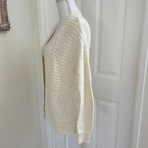 Gap Open Front Cardigan Off White Ribbed Front Sz Medium - Picture 2 of 8